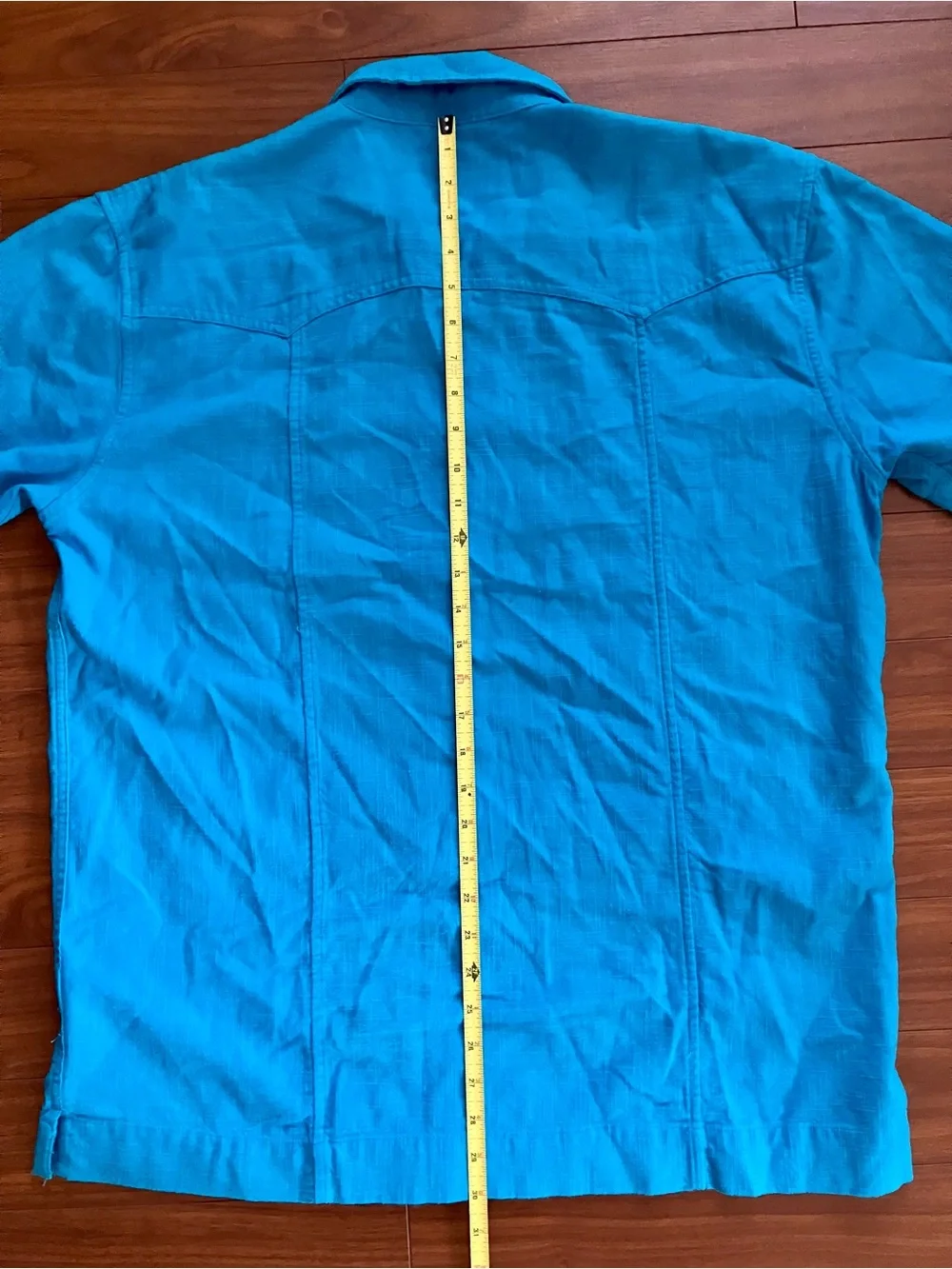 Corridor Four Pocket Short Sleeve Blue Slub Shirt Large